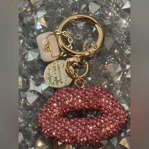 Pink Crystal Rhinestone Lip Keychain